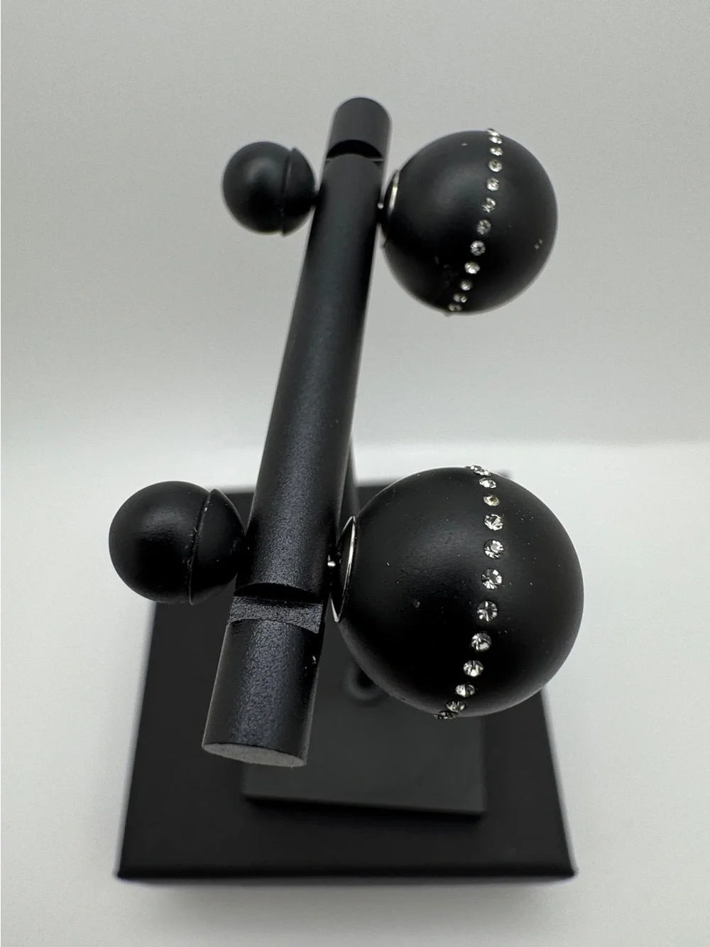 Dior Tribales Matte Black w/ Band of Encrusted Crystal Pierced Earrings
